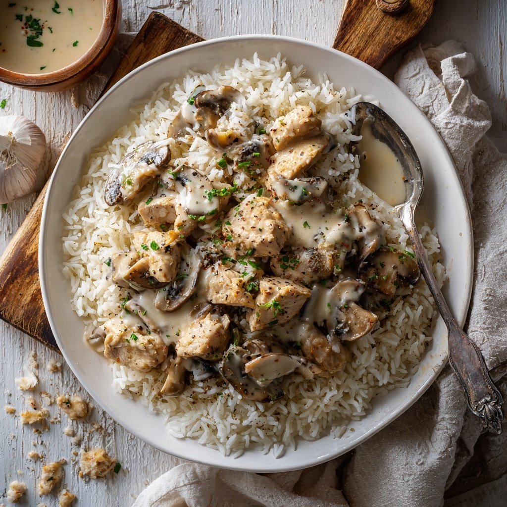 Creamy Mushroom Chicken Rice