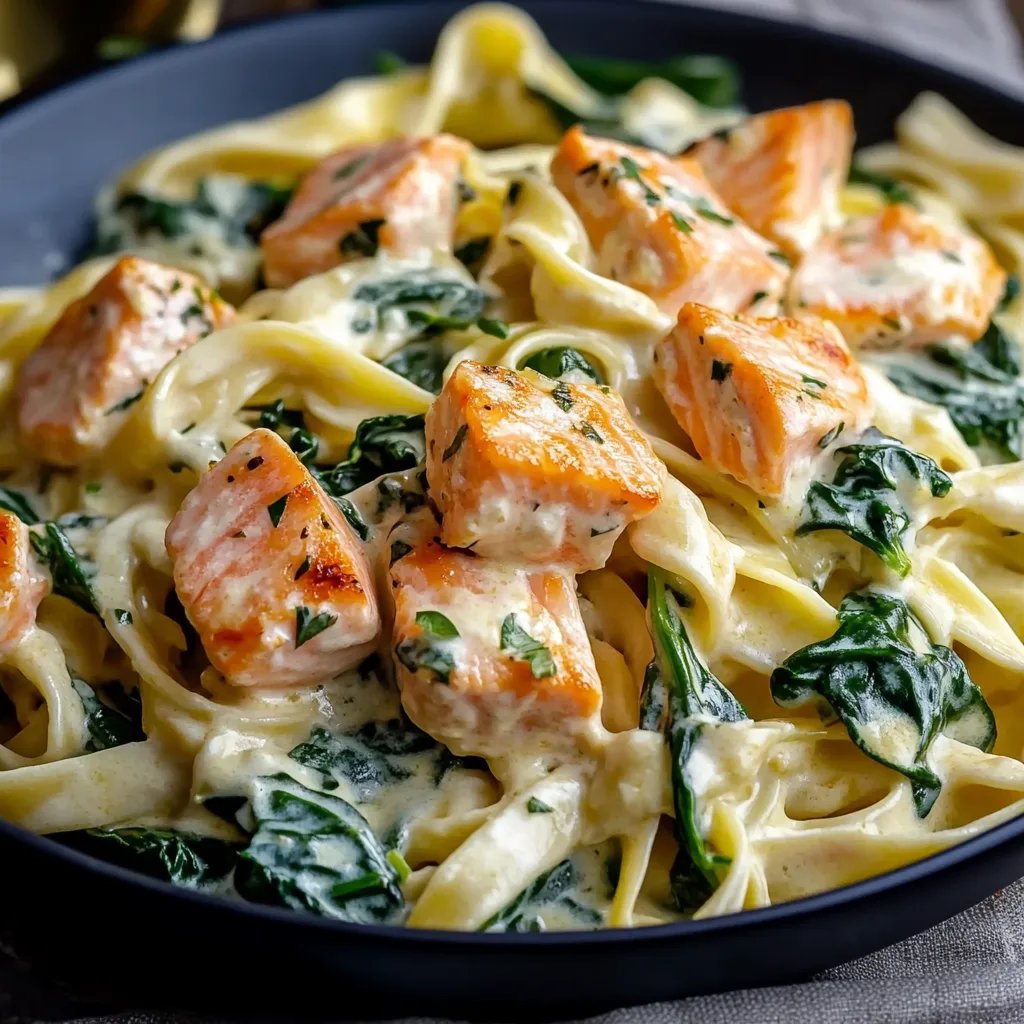 Creamy Salmon Spinach Pasta