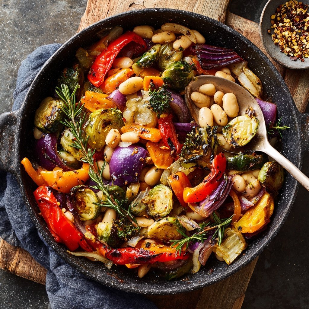Roasted Veggie White Bean Skillet